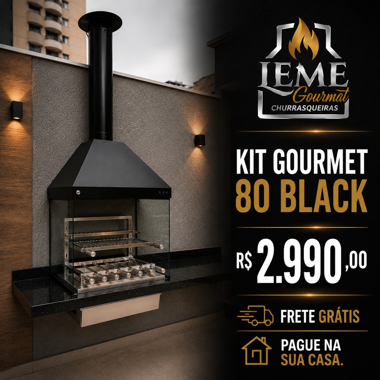 Kit Gourmet 80 Black — churrasqueira gourmet Leme